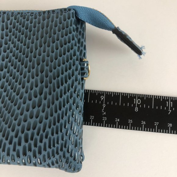 Olivia Miller Women's Blue Faux Leather Embossed Textured Wristlet Wallet - Picture 11 of 14